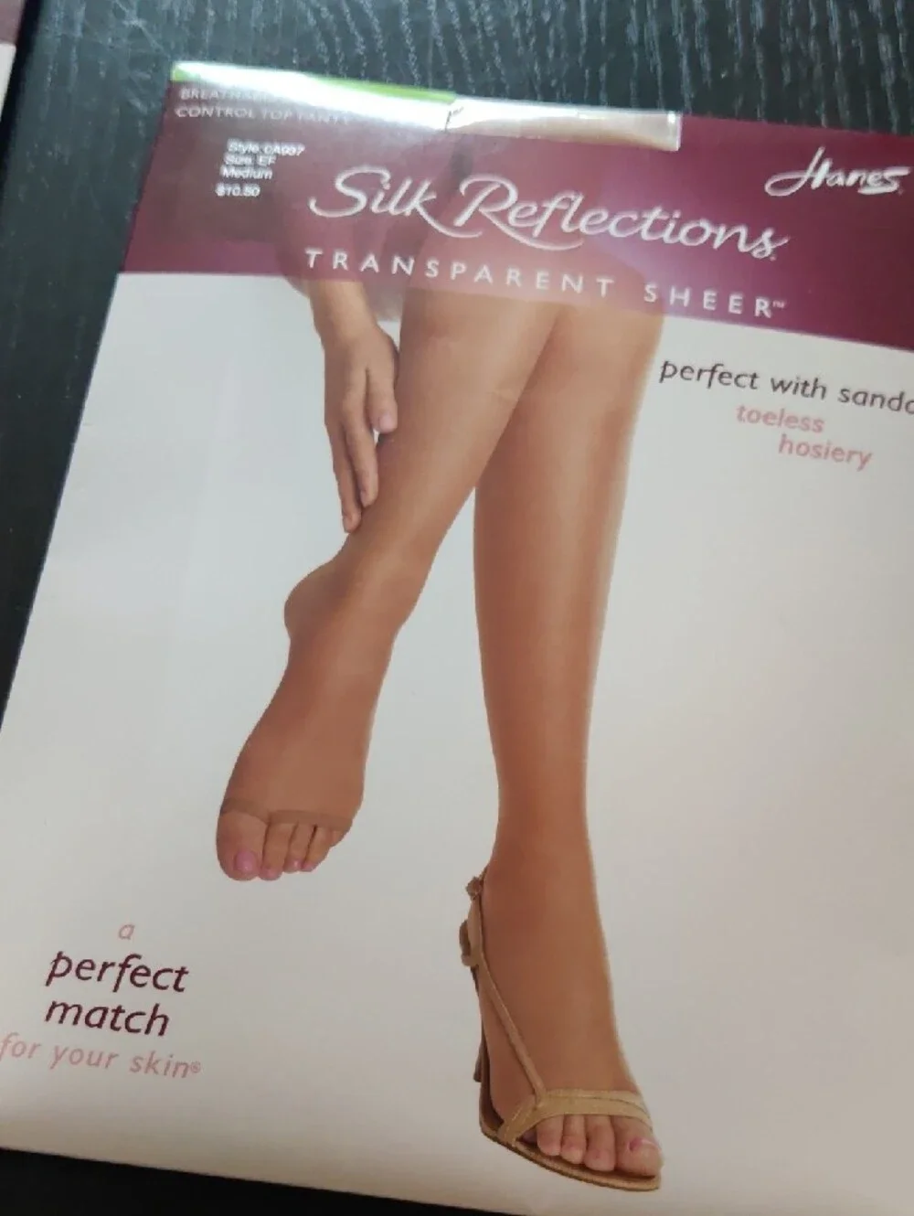 Hanes Silk Reflections Transparent Sheer Toeless Hosiery - Light & Medium Nude